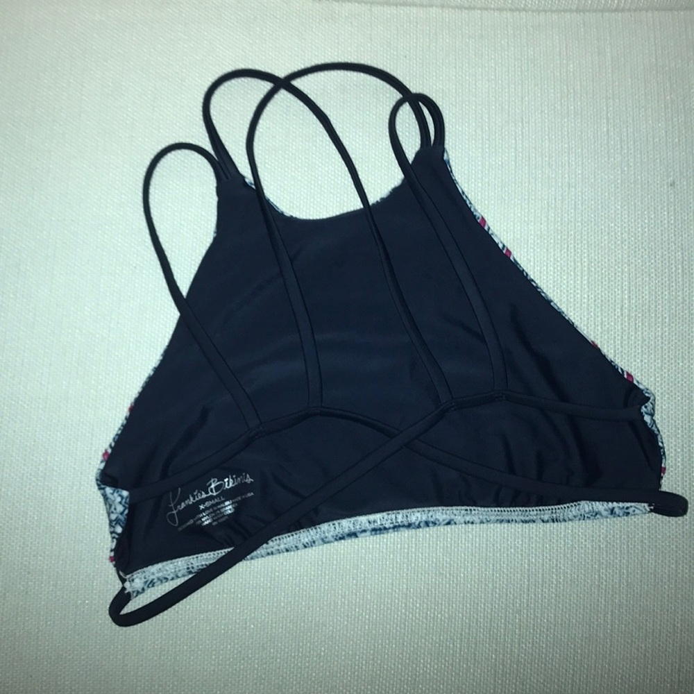 ⭐️Frankie's Bikinis blue and pink high neck top⭐️ - Picture 2 of 3
